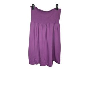 Women's Purple Strapless‎ Smocked Tube Dress Boho Summer Casual Size S
